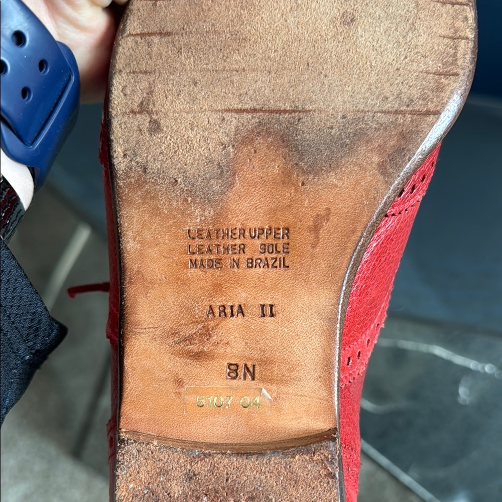 Red Leather Brogue Shoes - Picture 4 of 4